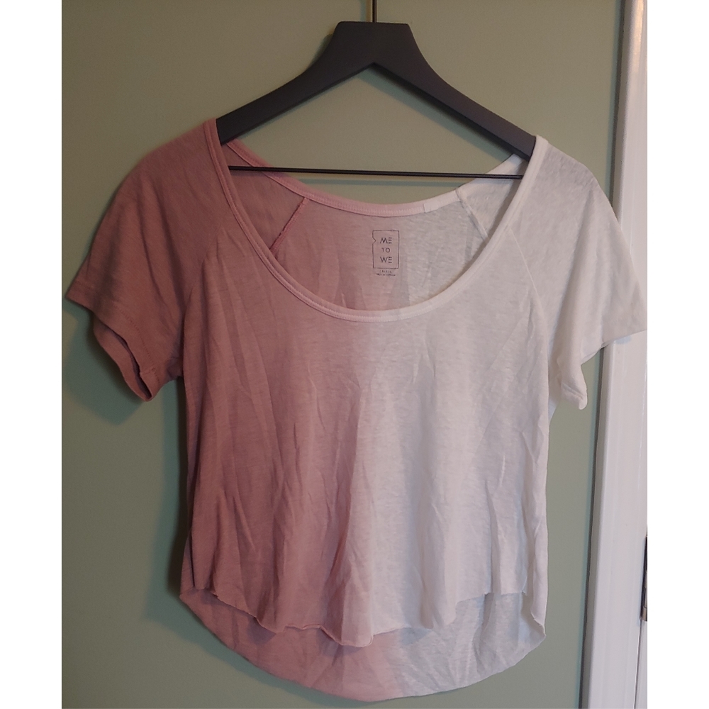 S- Pink and White Top